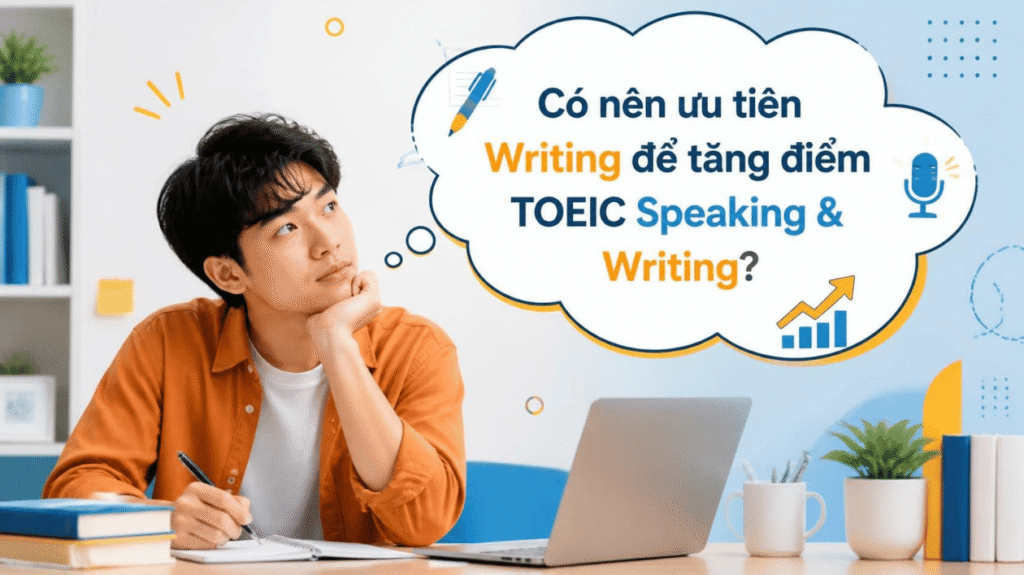 TOEIC Speaking hay Writing phần nào dễ kéo điểm hơn? co nen uu tien toeic writing de tang diem.jpg